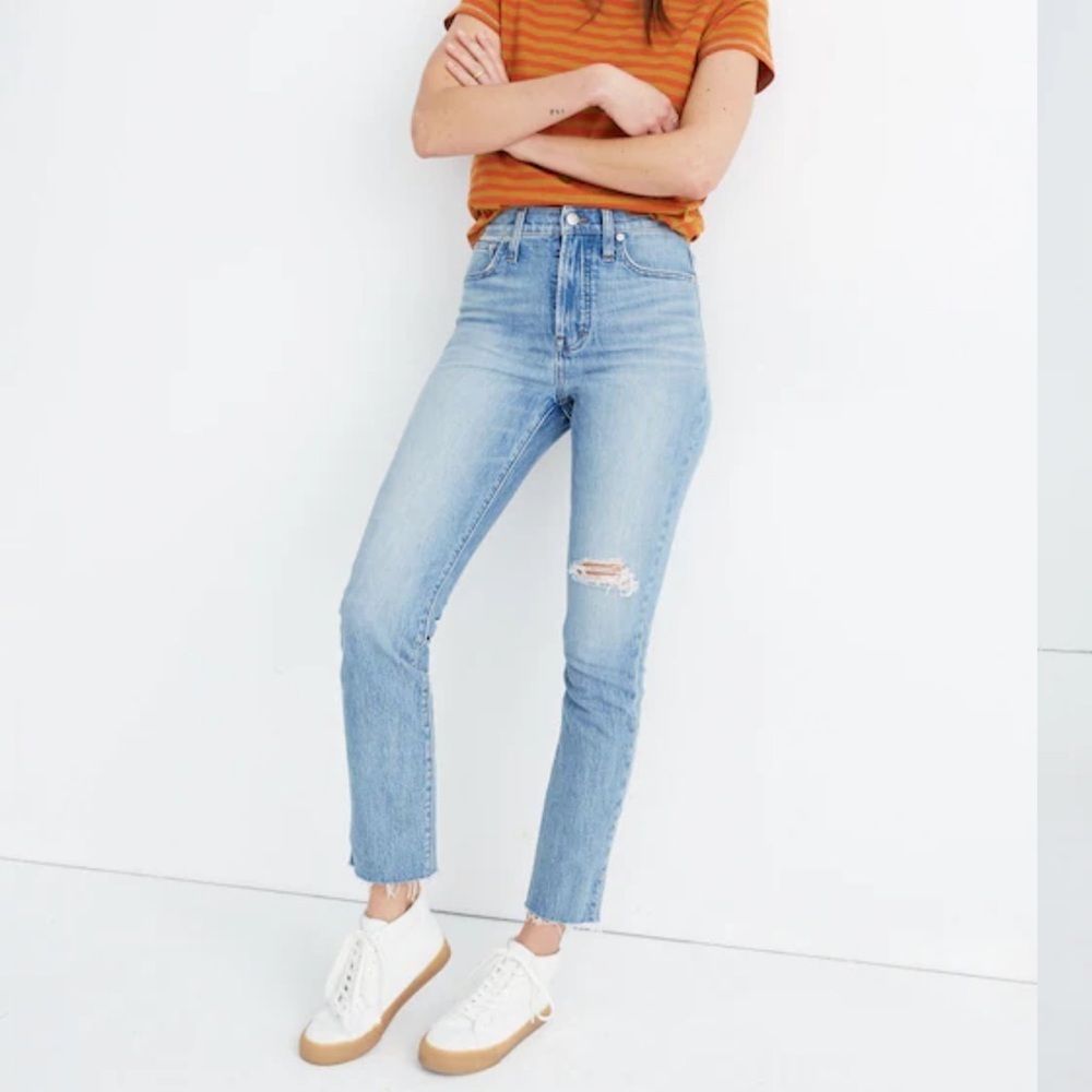 Madewell Light Blue Ankle Jeans women 24 the perfect vintage casual distressed